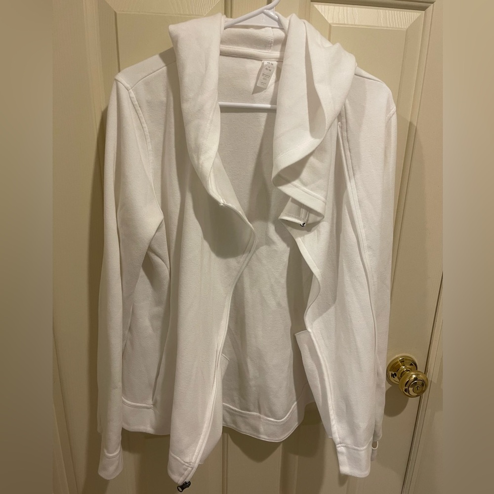 MARIKA White Zip Hoodie Size Large